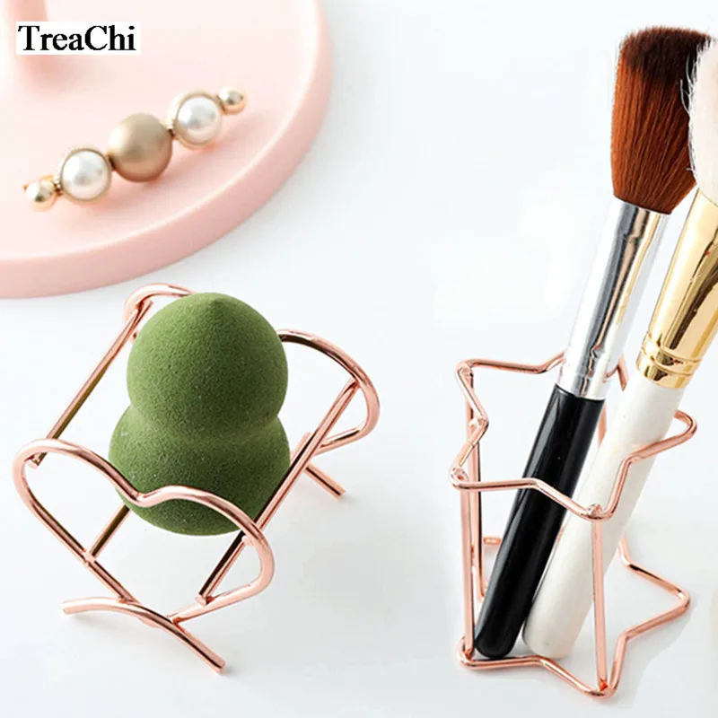

Originality Metal Heart-shaped Rose Gold Powder Puff Shelf Beauty Air Cushion Storage Shelf for Cosmetic Sponge Shelf