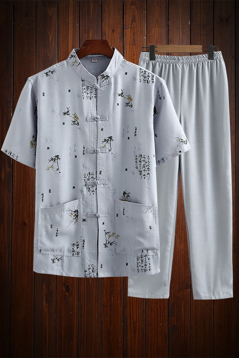 

Chinese wind sleeve men's suits middle-aged and old cotton and beautiful design