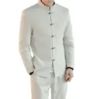 Мужской повседневный костюм, блейзер и штаны, в китайском стиле ретро, Азиатский размер S, M L XL XXL XXXL 4XL 5XL, 2 шт.