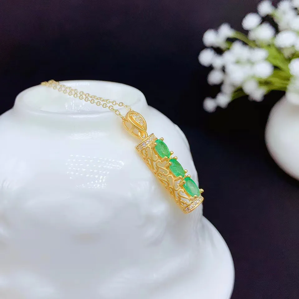 Новое поступление стихийных бедствий и реальный изумрудно Подвеска Твердые S925