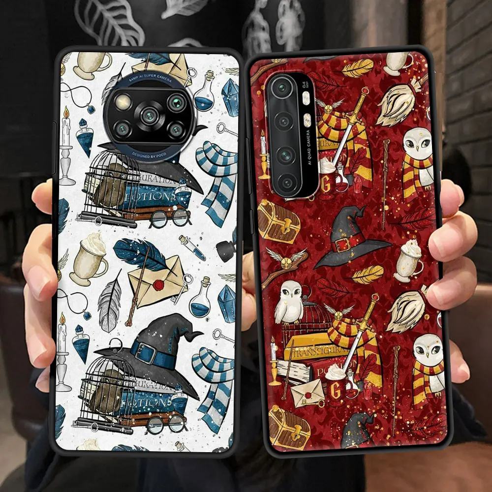 

Art Magic Potters Cover For Xiaomi Mi Poco X3 NFC M3 10TPro 9T Black SmartPhone Case 11 Note 10Lite 11T Housing