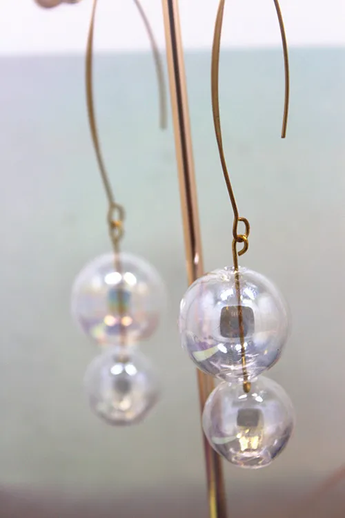 2019 модные корейские длинные серьги-капли с двойным стеклом для женщин ювелирные