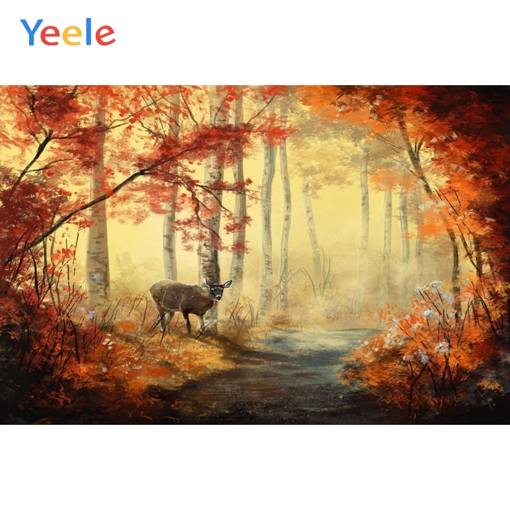 Виниловый Фотофон Yeele для фотостудии с осенним лесным деревом листьями оленем