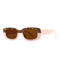 fashion small rectangle sunglasses women vintage leopard yellow tea eyewear shades men brand besigner square sun glasses uv400
