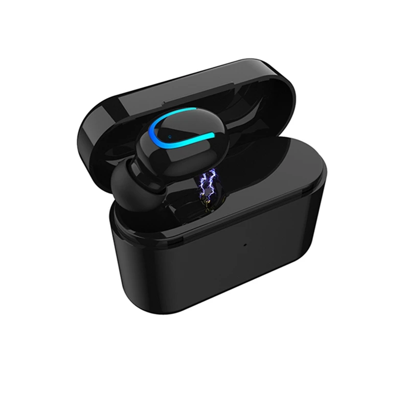 Черный VTIN беспроводные Bluetooth наушники Ультра маленькие наушники-невидимки стерео один наушник с микрофоном зарядная коробка для iPhone Xiaomi - Цвет: Черный