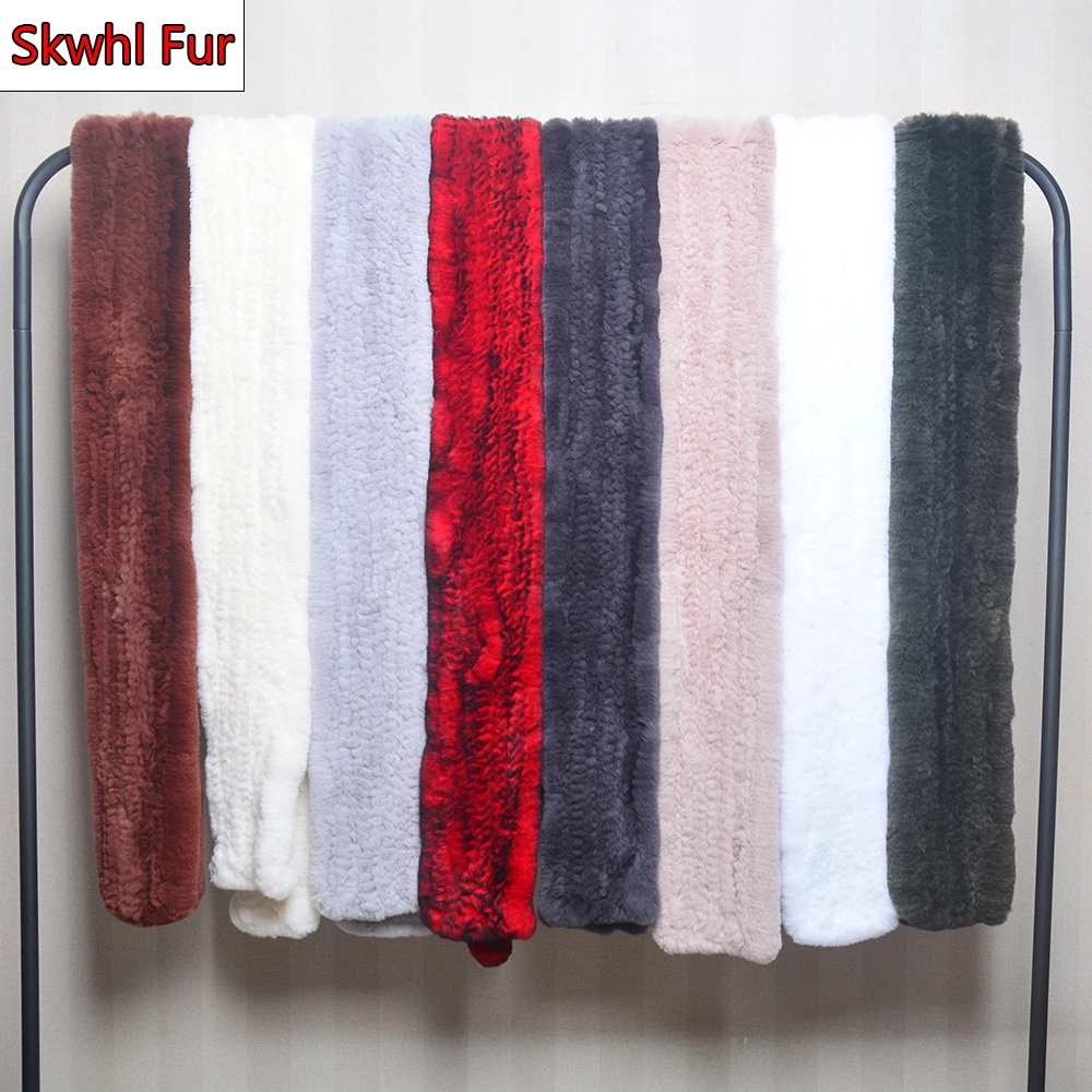 

Long Style Real Genuine Rex Rabbit Fur Scarf Winter Handmade Knitted Rex Rabbit Fur Ring Scarves New Women Rex Rabbit Fur Scarfs