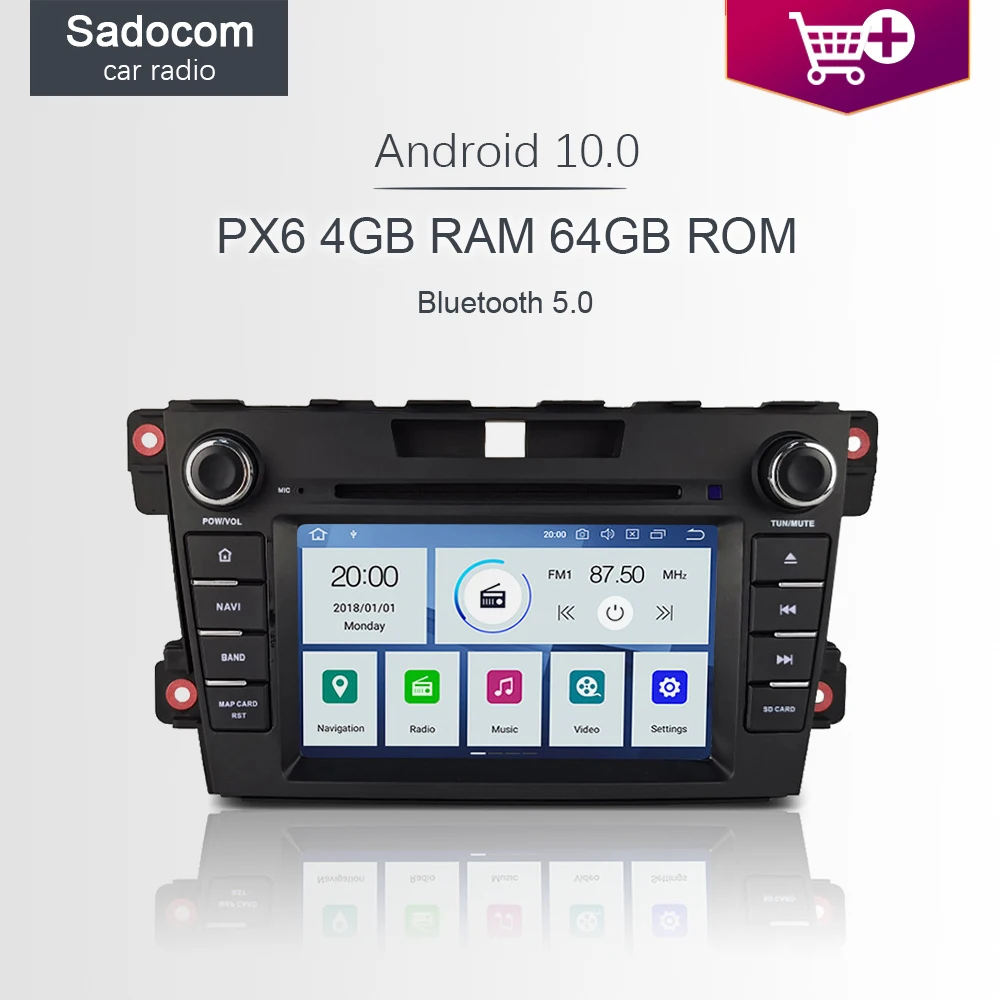 Автомобильный DVD плеер DSP PX6 2 din Android 10 0 4 Гб + 64 ГБ GPS RDS радио Bluetooth для Mazda CX7 2009 2010 2011