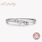 Ailmay 100% Стерлинговое Серебро 925 пробы Новое модное прозрачное циркониевое неправильное штабелируемое кольцо на палец для женщин минималистские изящные ювелирные изделия