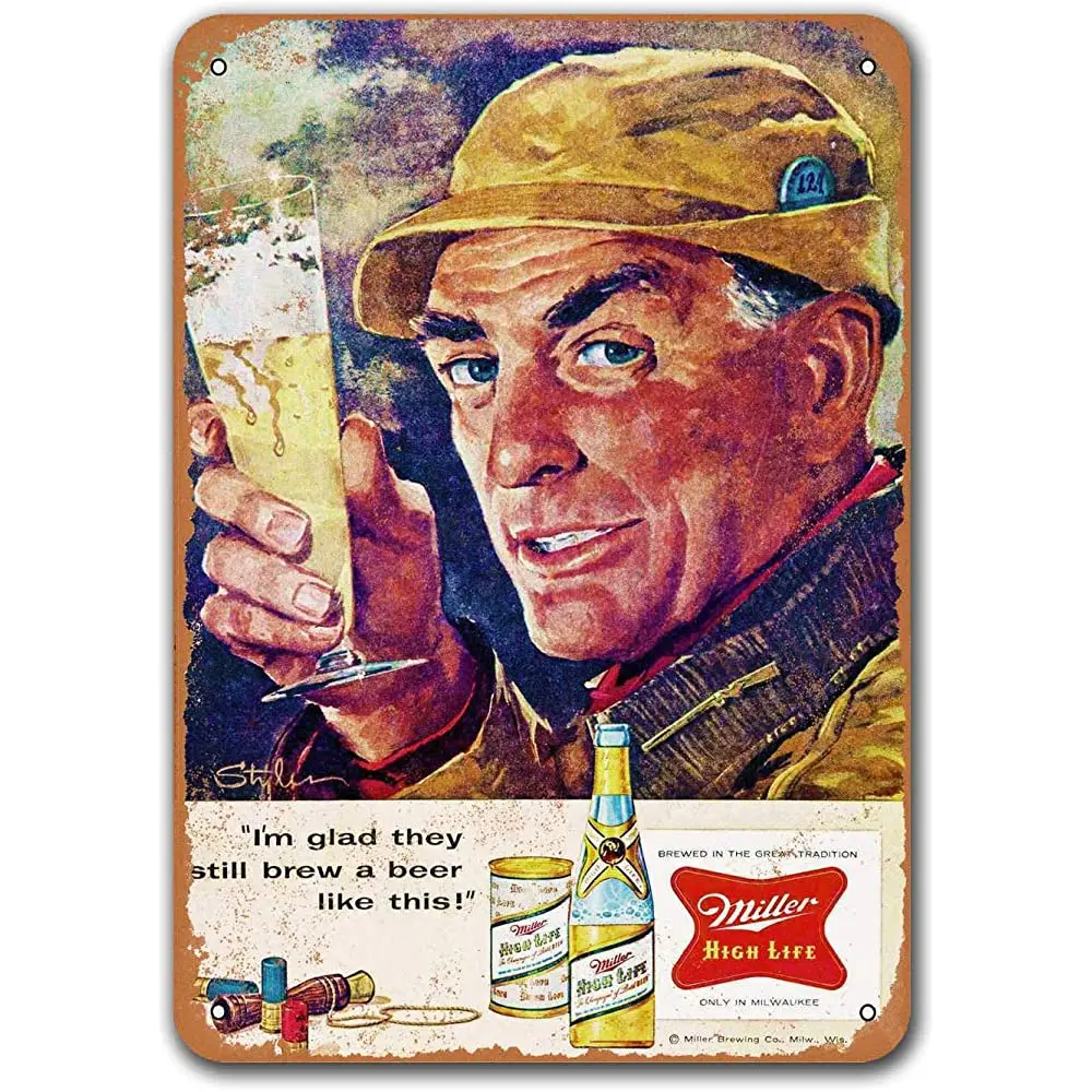 

Sisoso Retro Metal Sign 1957 Miller High Life Hunting Bar Tin Beer Signs, Plaque Poster for Bar Garage Man cave Pub Wall