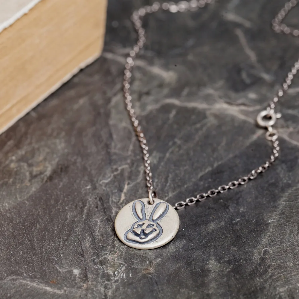 925 пробы Серебряный крутой круглый кулон в форме животного улыбка Кролик Ретро