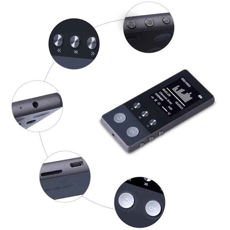 Новый металлический Bluetooth MP4 плеер 8 Гб 1 дюймовый экран воспроизведение 50 часов с