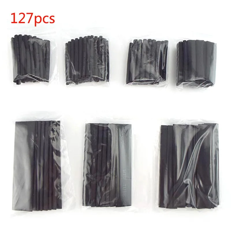 127/530 шт. черные термоусадочные трубки для проводов|Изоляция труб| |