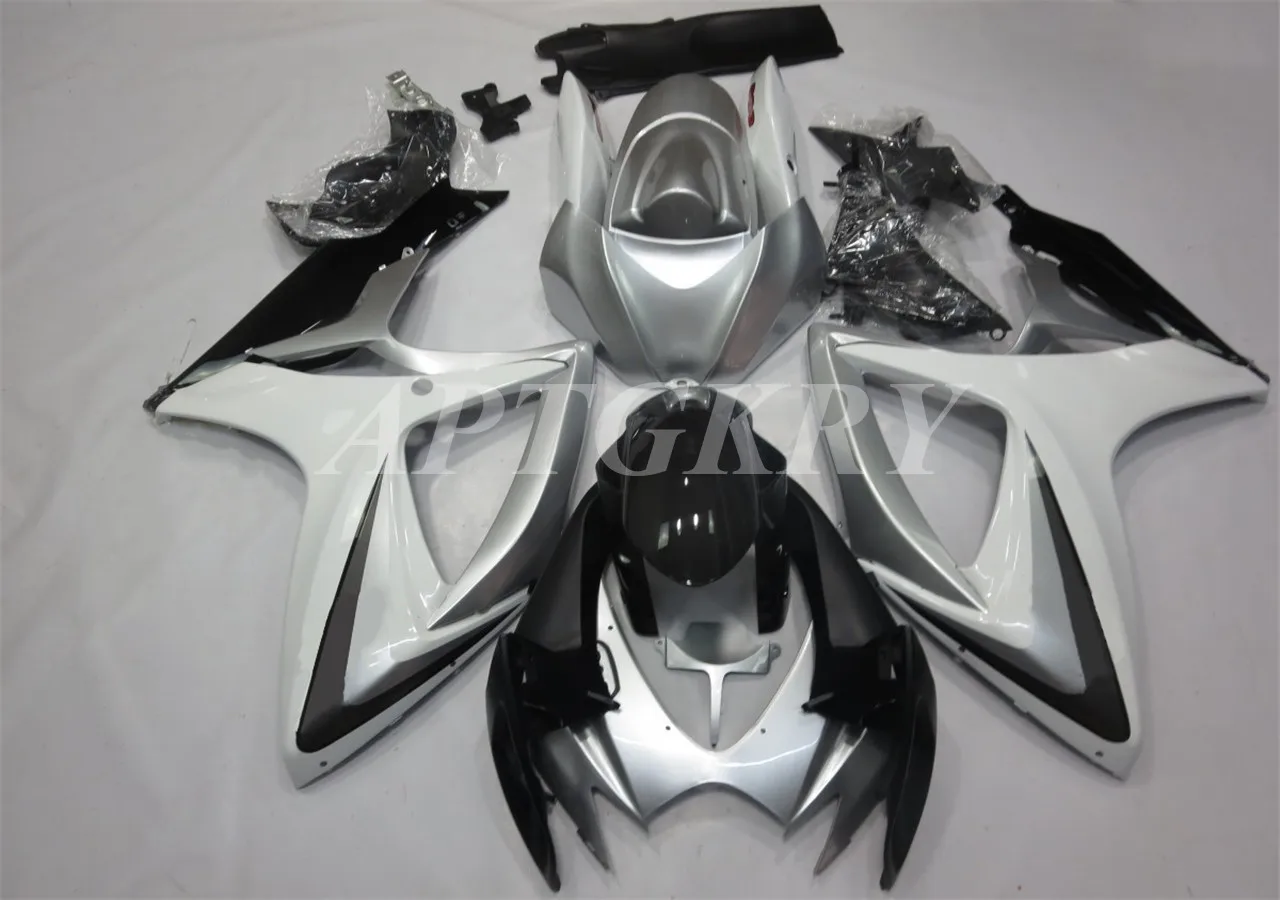 

Новый комплект обтекателей для мотоцикла из АБС-пластика, подходит для Suzuki GSXR600 GSXR750 K6 2006 2007 06 07, комплект обтекателей черного и белого цвета
