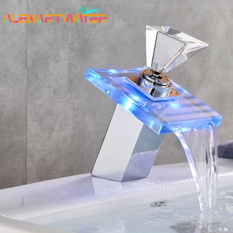 Смеситель ALENARTWATER для ванной комнаты светодиодный кран раковины крепление на