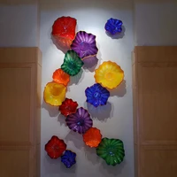 italian designer murano glass wall lamps flowers platters 14 pieces mounted plate light for home hotel hanging art decoration