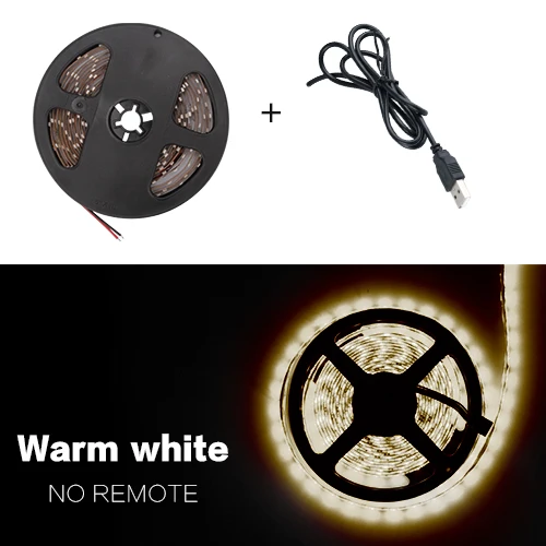 Warm white USB Светодиодная лента DC 5 В гибкий светильник 60 Светодиодный s SMD 2835 50 см 1 м 2 м 3 м 4 м 5 м Мини 3Key настольный декор лента ТВ фоновый светильник ing - Испускаемый цвет: Warm white