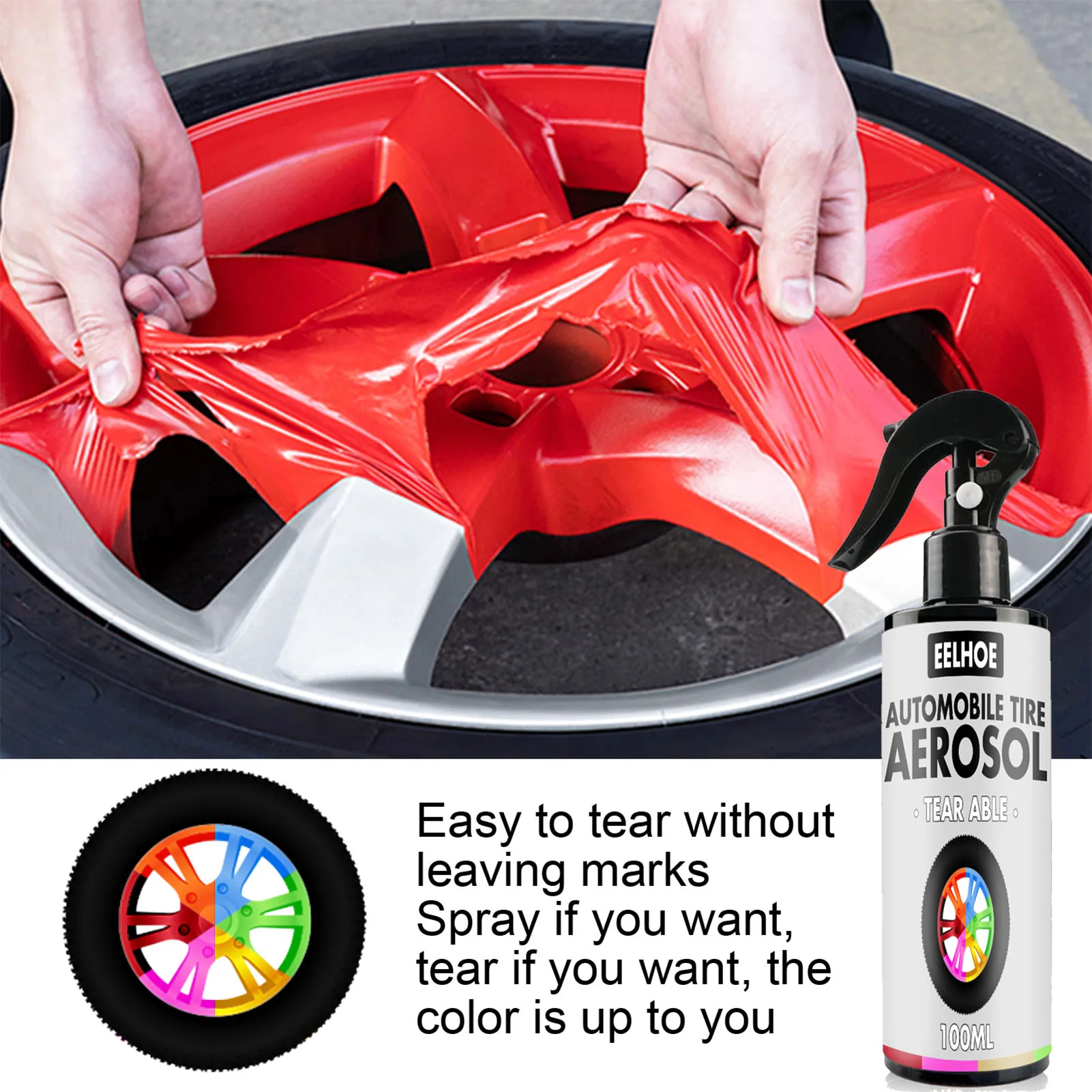 30/100ML Peelable Wheel Paint Self-painted Automotive Tire Peel Paint Spray Rip Car Wheel Hub Spray Paint Wheel Hub Modification