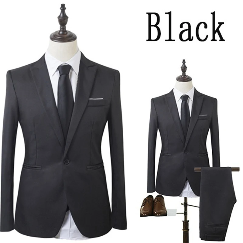 ZOGAA 2019 High Quality Men Fashion Slim Suits Male Business Casual Groomsman 2pcs Wedding Suit Men's Jacket Pants Trousers Sets | Мужская