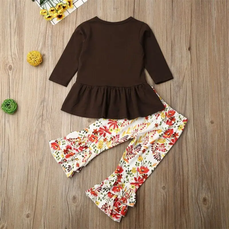 Одежда для маленьких девочек 2019 одежда на День Благодарения платье с длинным