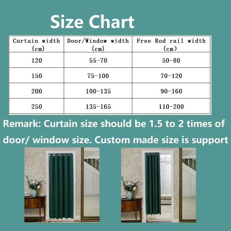 Yvonicky Sustainable Blackout Door Curtain Divider Bedroom Bay Window Sunshade Blinds Student Bed Partition Net Rod Rail Free | Дом и сад