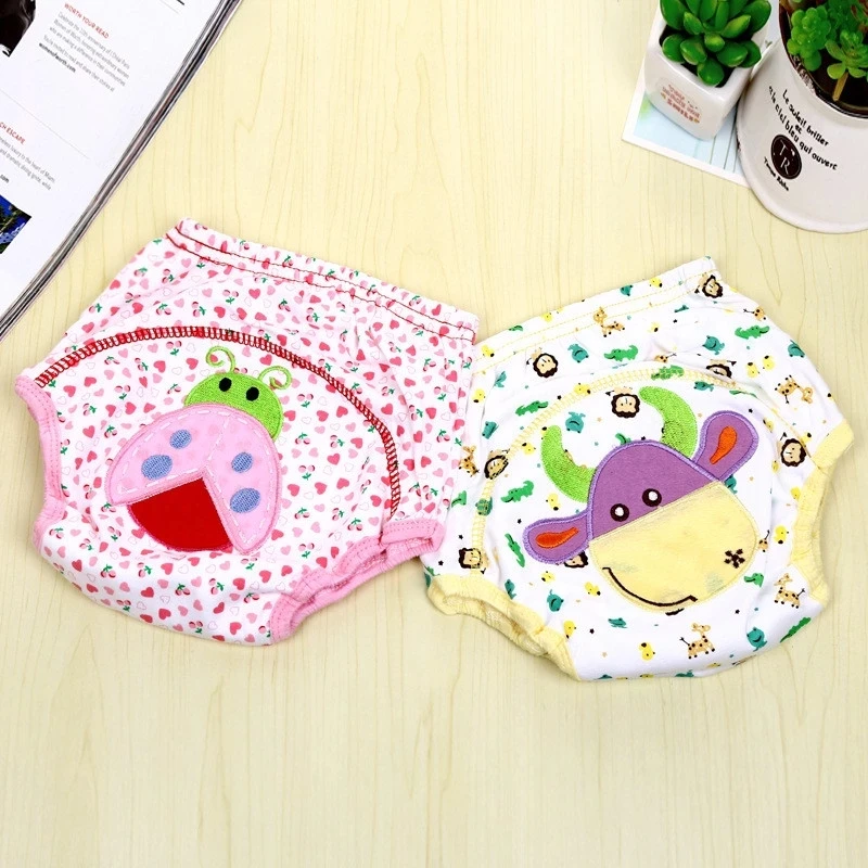 Pa&ntilde;ales de entrenamiento de algod&oacute;n para beb&eacute;, bragas, pantalones de beb&eacute; de tela reutilizable, lavables, ropa interior infantil, cambiantes-3