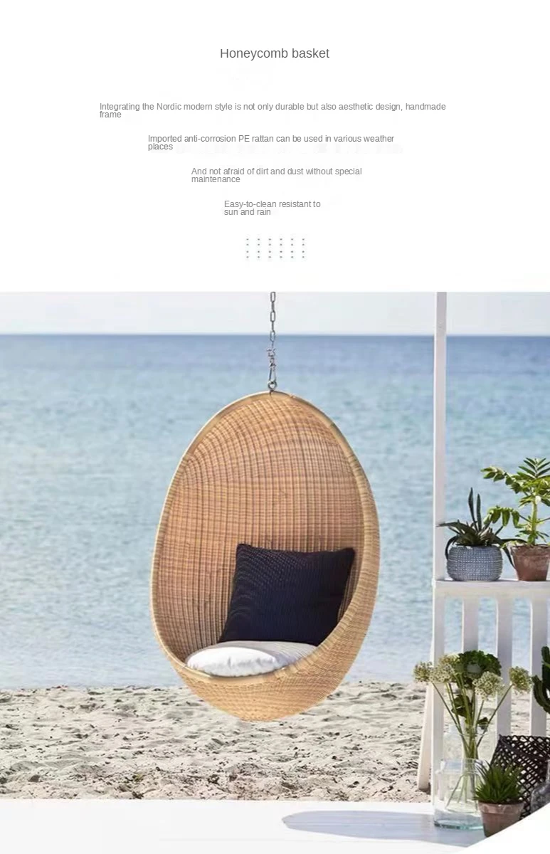 

CY Outdoor Hanging Basket Internet Celebrity Ins Glider Indoor B & B Leisure Rattan Chair Single Swing Balcony Garden Rattan