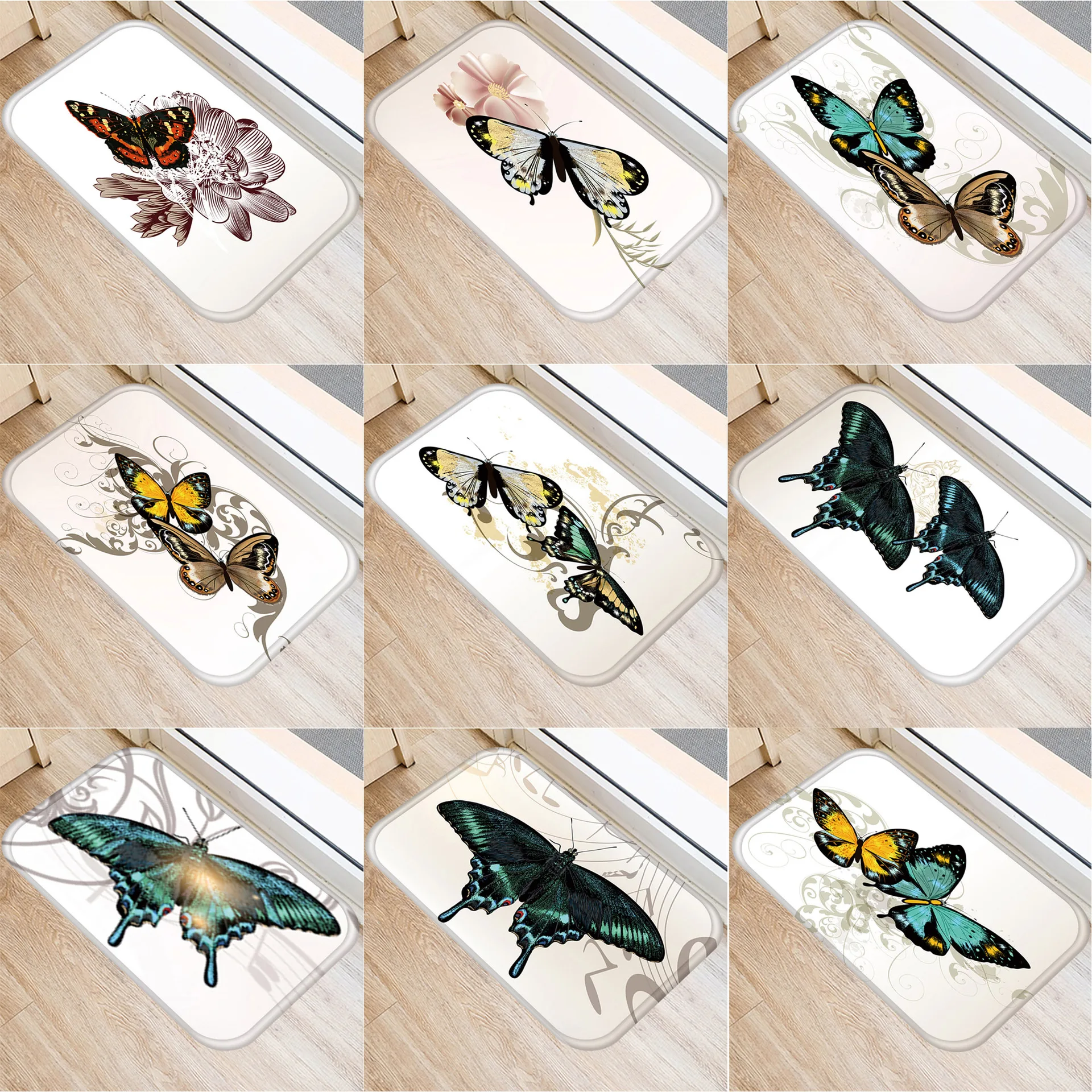 

40x60cm Cute Diy Print Floor Mat Bathroom Ground Mat Slip Door Bath Pad Rug Living Room Kitchen Carpet Home Decor Butterfly