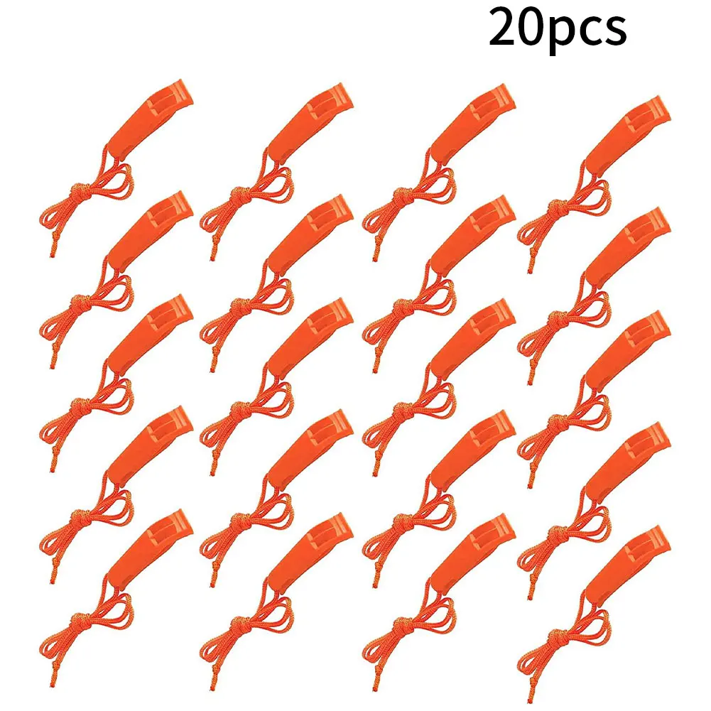 

20pc Outdoor Survival Whistle Camping Hiking Rescue Emergency Whistle Football Basketball Match Boating Swimming Lanyard Whistle