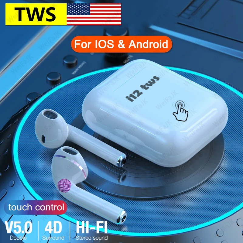 Беспроводные наушники AirPods i12 TWS Bluetooth вкладыши стереонаушники Спортивная игровая