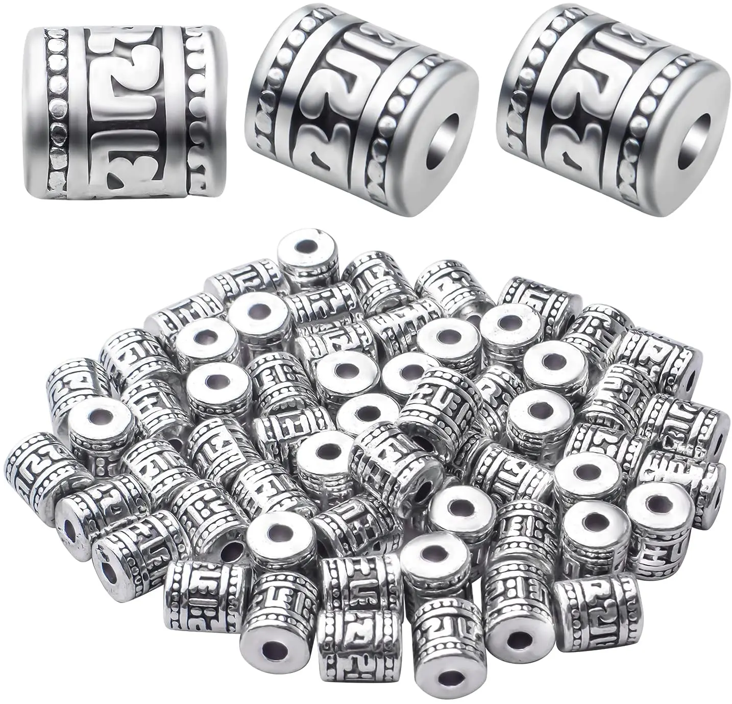 

60 шт., серебряные бусины-разделители для браслетов