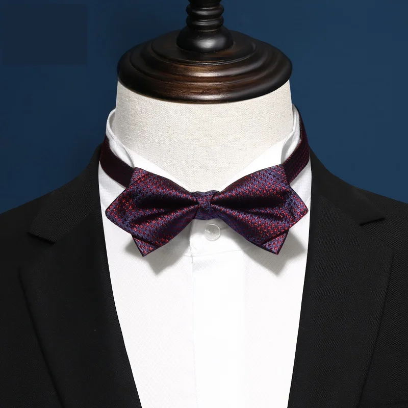 Мужской галстук-бабочка темно-синий из двойной ткани фиолетового цвета с