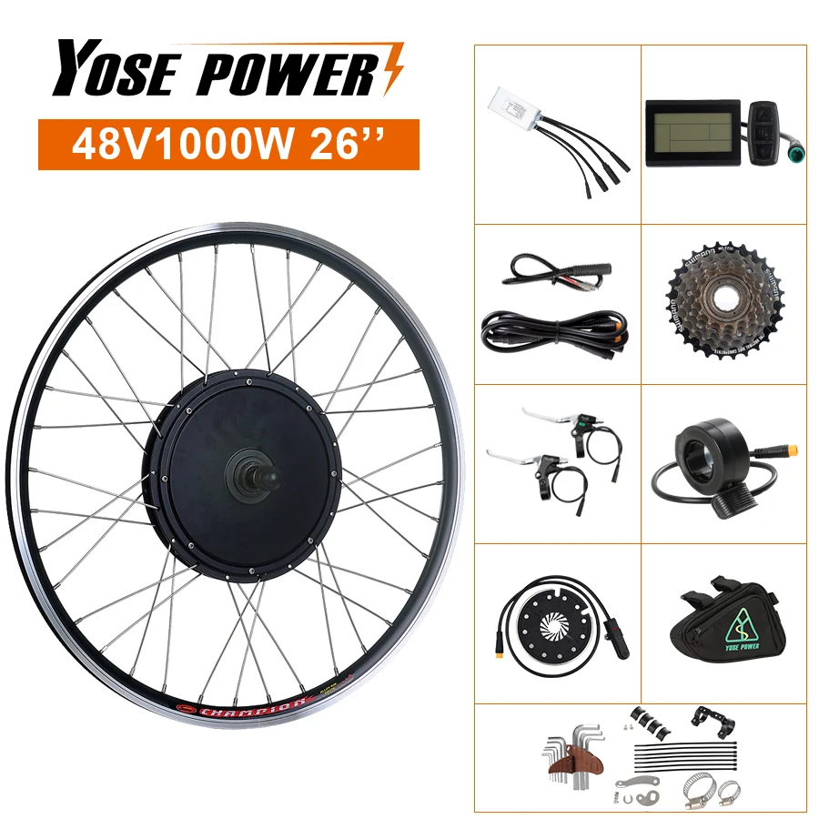 Набор для преобразования электровелосипеда 48 в 1000 Вт 26 дюймов задний бесщеточный