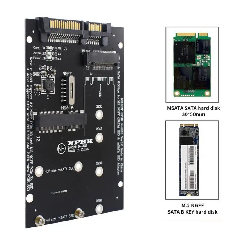 Адаптер M.2 SATA адаптер Raiser M2 на NGFF конвертер 2 5 дюйма карта SATA3 B Ключ для 2230-2280 SSD |
