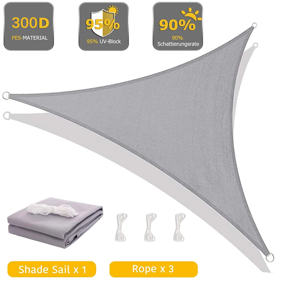 

Grey Triangular Shade Sail, Waterproof and UV Resistant 300D Polyester Awning, Sun Canopy for Carports, Backyards, Gardens, etc.