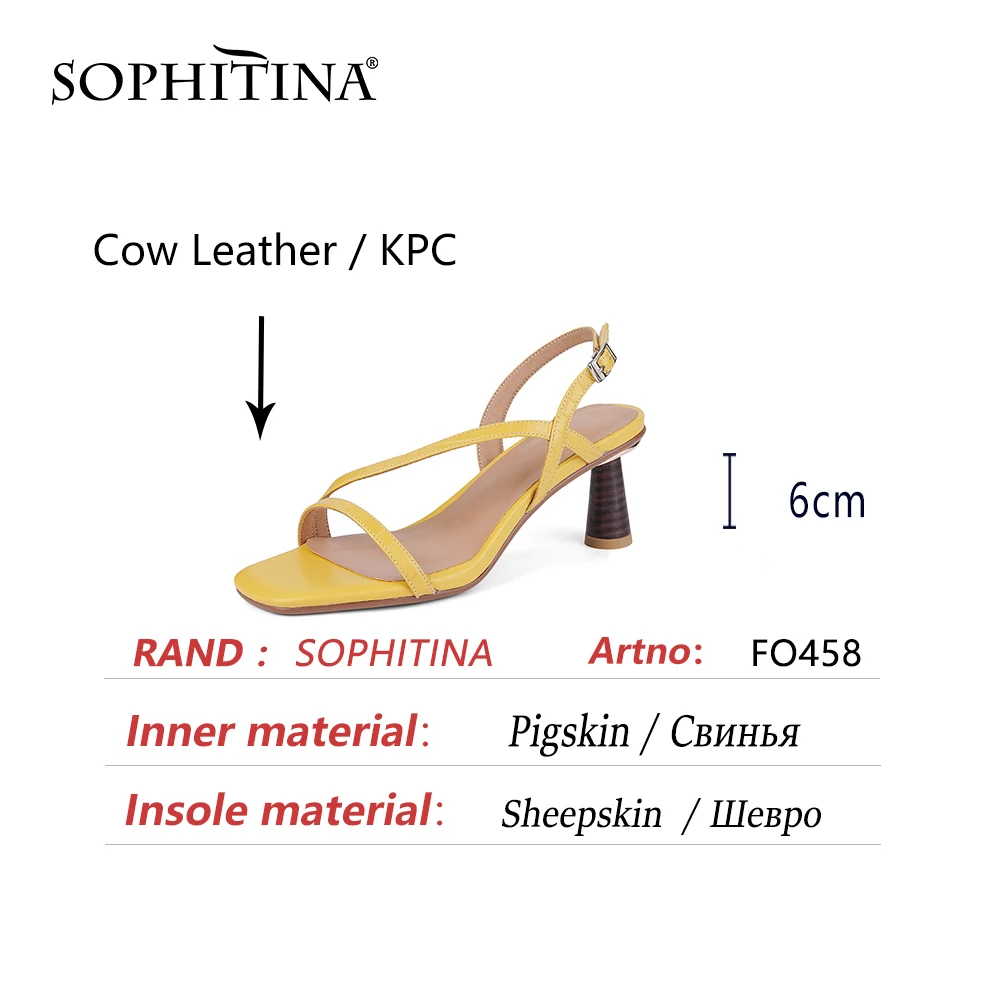 

SOPHITINA Genuine Leather Summer Women Shoes Sandals Stylish Sexy Narrow Band Round Heel Party Square Toe Dressing 2021 FO458