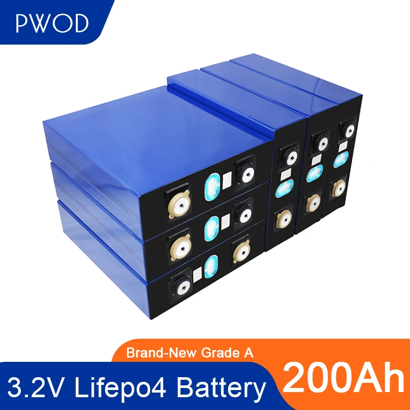 

PWOD GRADE A NEW 8CPS 3.2v 200ah Lifepo4 Rechargeable Battery Lithium Iron Phosphate Solar Cells 12v 24v EU US Tax Free