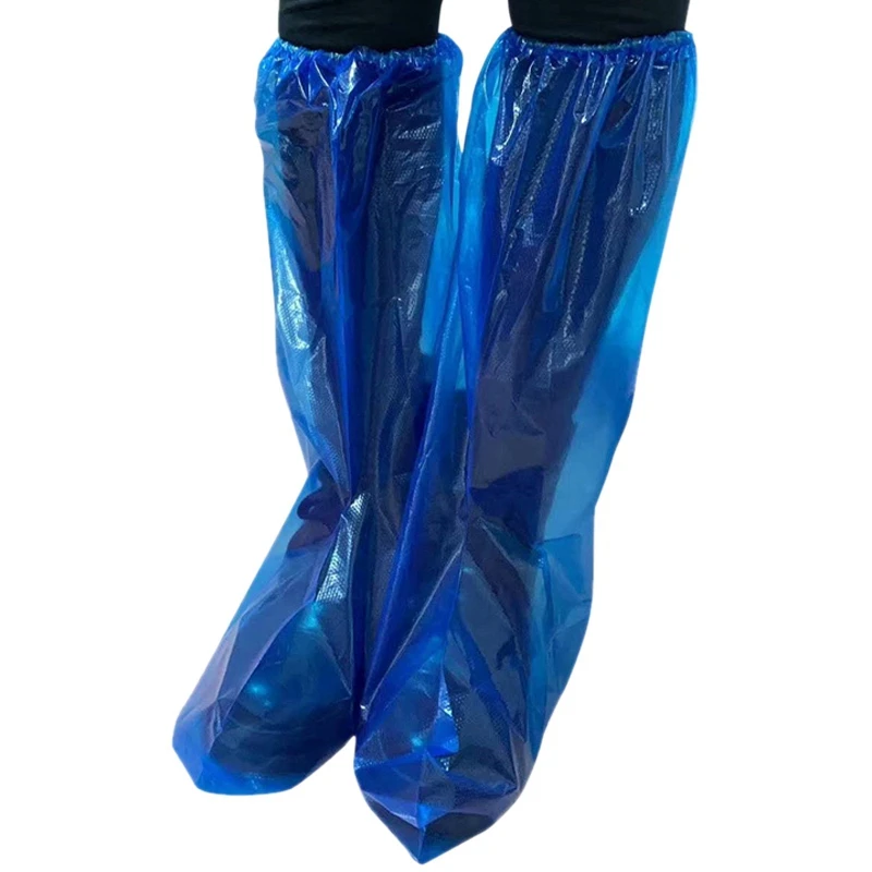 

Одноразовые водонепроницаемые бахилы для женщин и мужчин, из плотного пластика, с высоким верхом, противоскользящие, 10 пар