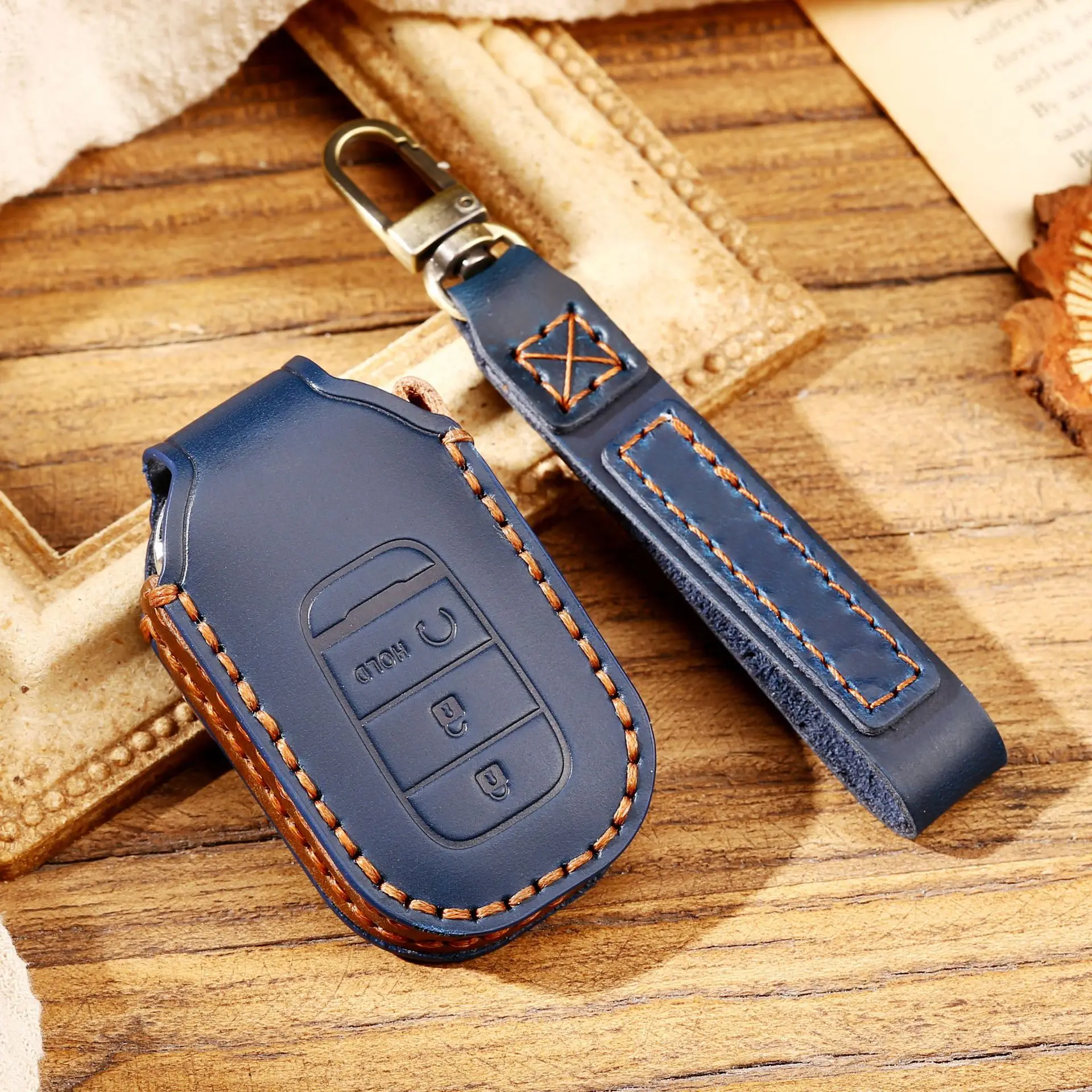 

Genuine Cow Leather Car Key Case Protection Cover Luxury Business Stitching Handmade Key bag For The New 2022 HONDA CIVIC ACCORD