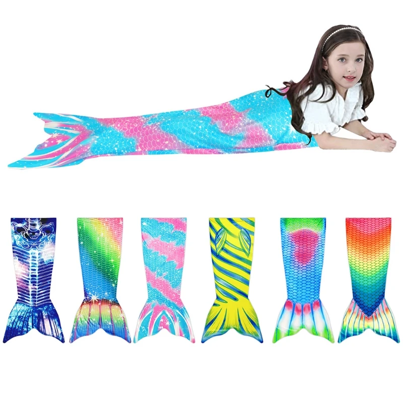 

Cartoon Fish Tail Blanket Double Sided Faux Fleece Plush Sleeping Bag Rainbow Fish Scale Print Snuggle Wearable Blanket