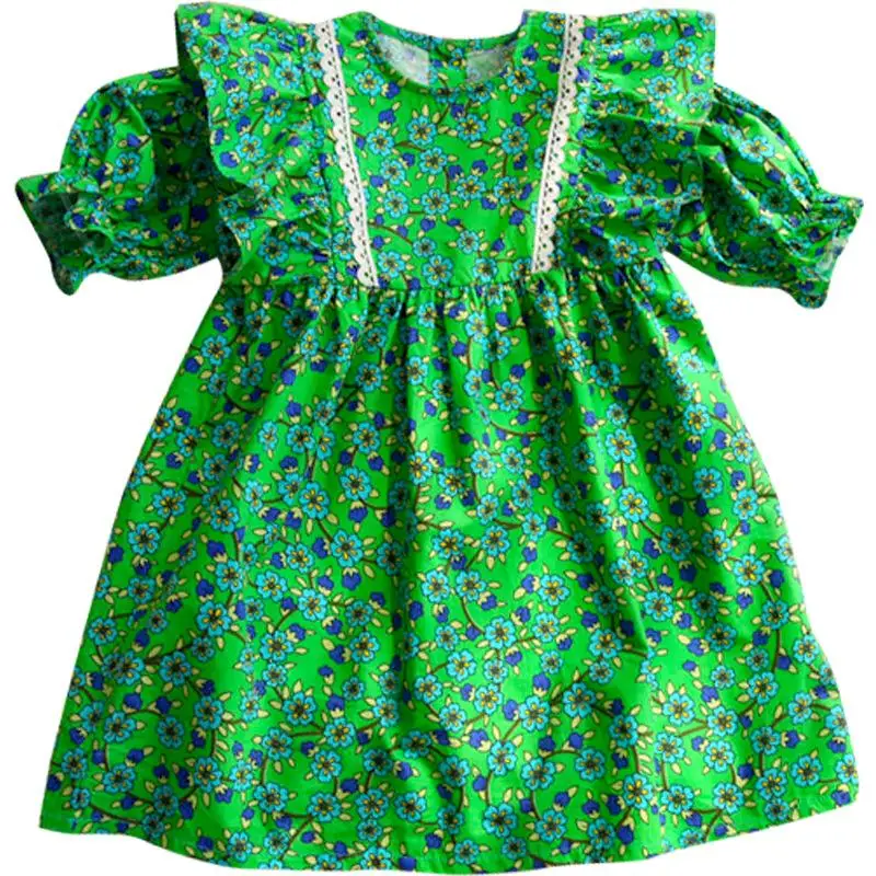 

Baby Girls Summer Loose Dress 2021 Fashion Children Short Sleeve Floral Print One Piece Dresses Toddler Girl Kids Princess Frock