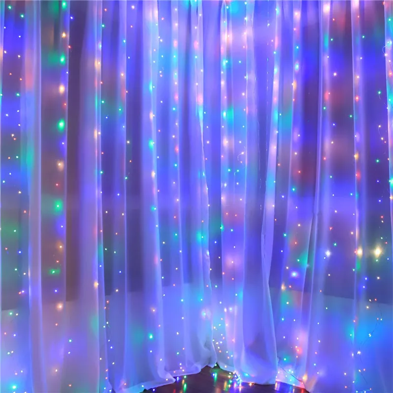 new year 2022 home decor 16 colors rgb led curtain light string fairy garland christmas party bedroom wedding navidad decoration free global shipping