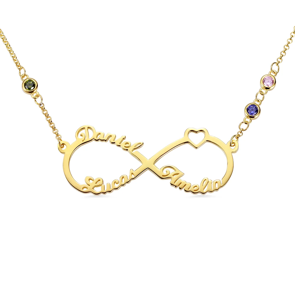 

Wholesale Crystal Birthstone Necklace Jewelry Sterling Silver Infinity Necklace For Women Gold-Color Infinity Pendant Necklace