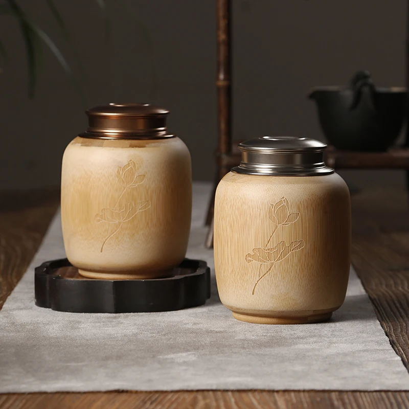 Бамбуковая чайная банка ручной работы контейнер для хранения кофейных зерен