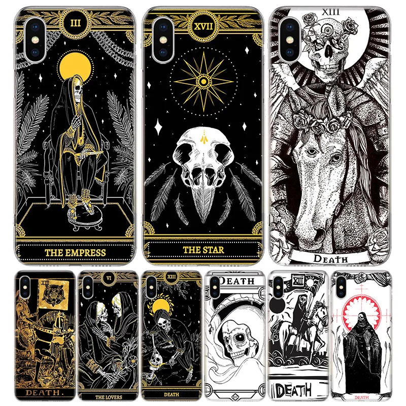 

Death Tarot Phone Case For iPhone 13 12 11 Pro Max 6 X 8 6S 7 Plus XS XR Mini 5S SE 7P 6P Pattern Cover Coque