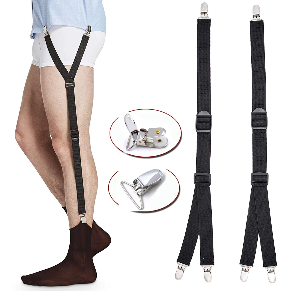 Подвязки для рубашки мужские, регулируемые эластичные держатели для рубашек, с зажимами для ног, 2 шт., ремень с подтяжками