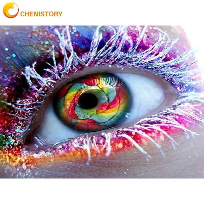 

CHENISTORY Diamond Painting Kit Landscape Pictures Of Rhinestones 5D Diy Diamond Embroidery Woman Eye Mosaic Home Decor