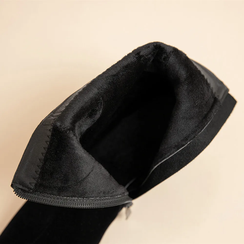 Ботинки женские на квадратном каблуке с острым носком резиновой подошве | Обувь