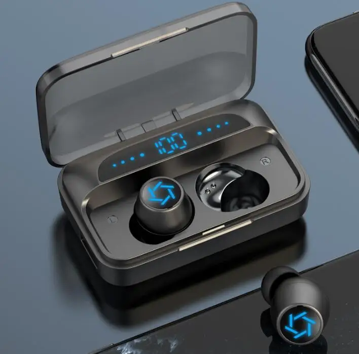 

S15 наушники-вкладыши TWS Bluetooth 5,0 наушники светодиодный Мощность Дисплей зарядным устройством затычки для ушей Беспроводной наушники Водонепроницаемый Шум шумоподавления наушники