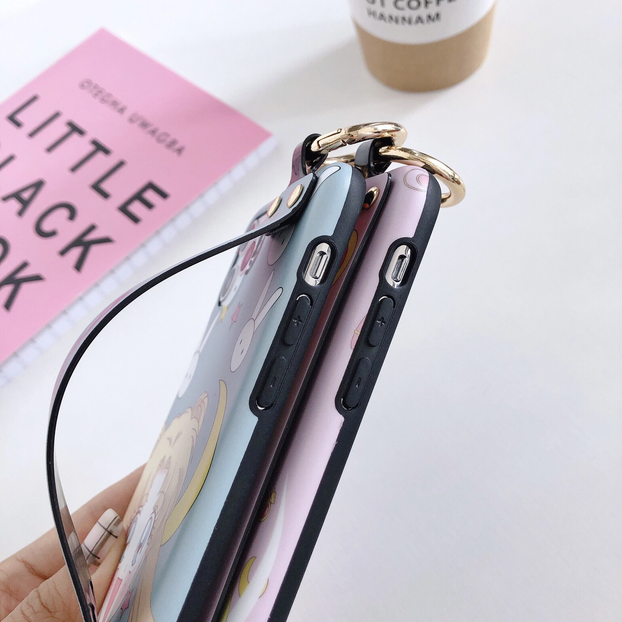Милый чехол для телефона с мультяшным аниме для iPhone 11 Pro X Xr Xs Max, мягкий чехол из TPU с ремешком на заднюю крышку для 6 6s 7 8 Plus SE 2020.