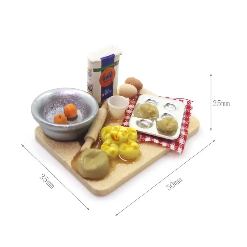 

1:12 Scale Dollhouse Miniature Kitchen Food Eggs Milk Bread Milk Bottles Board Play Toys For Doll Gifts